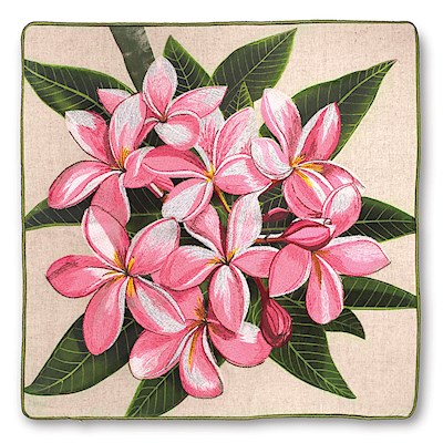 Cotton Linen 18x18 Cover, Pink Plumeria